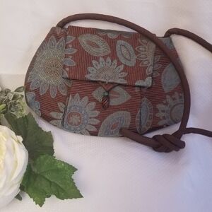 L. O'Neill Designs- Floral Vintage Tapestry Brown and Teal Women's Shoulder Bag
